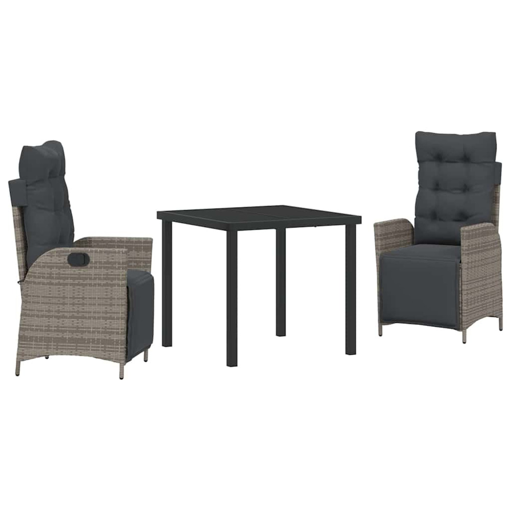 Ensemble de salle à manger pour jardin 3 pcs gris polyrotin