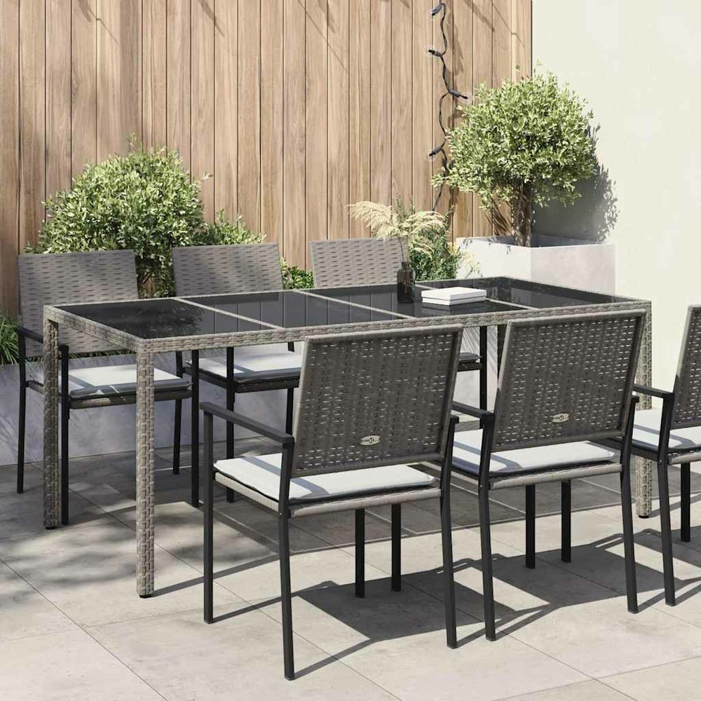 Table de jardin gris 190 x 90 x 75 cm polyrotin