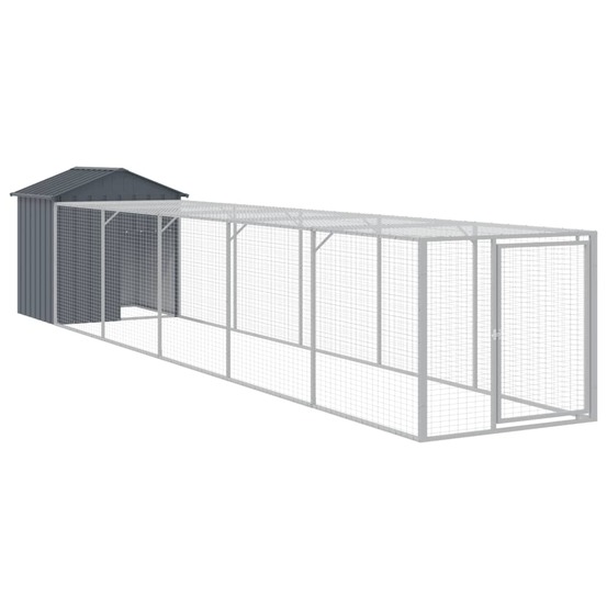Poulailler enclos cage poules avec cour 117 x 609 x 123 cm acier galvanisé anthracite