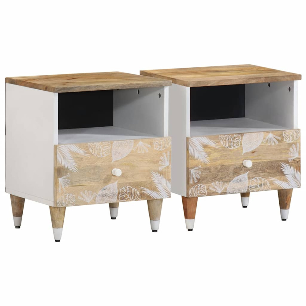 Tables de chevet 2 pcs 40x33x46 cm bois de manguier solide