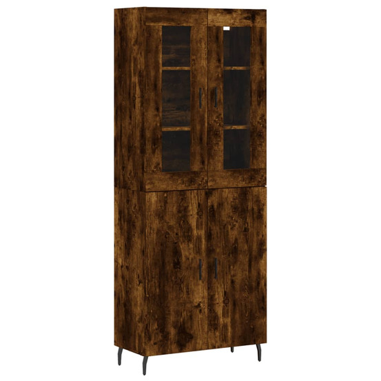 Buffet haut chêne fumé 69,5x34x180 cm bois d'ingénierie
