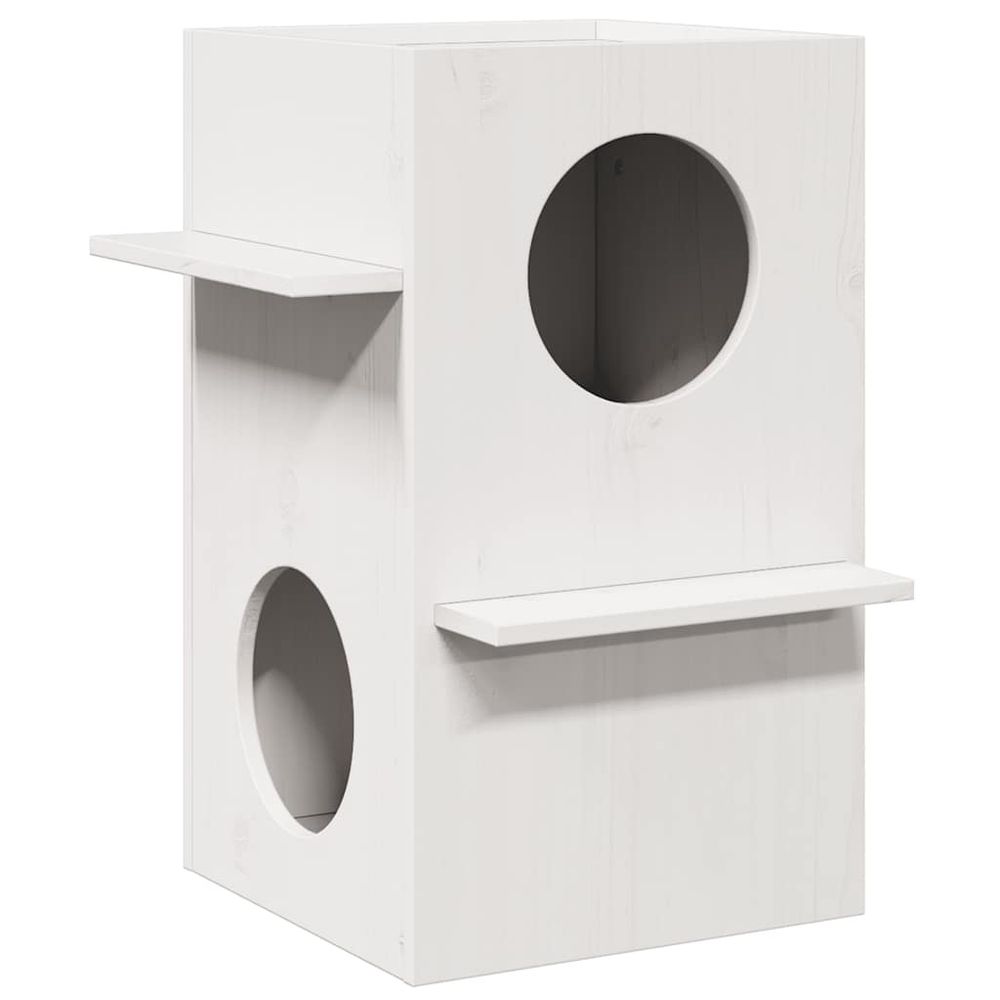 Maison pour chat blanc 43x43x60 cm bois de pin massif