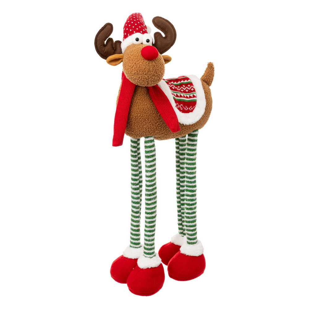 Déco noël renne télescopique avec écharpe et bonnet h maxi 103 cm