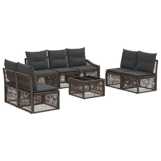 Ensemble de canapé de jardin 8 pcs gris polyrotin