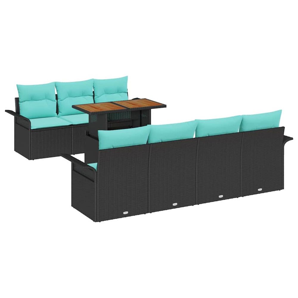 Ensemble de canapé de jardin 8 pc noir poly rotin