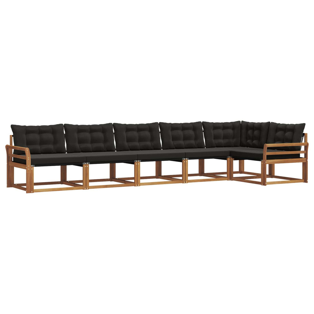 Ensemble de canapés d'extérieur 6 pcs naturel et noir