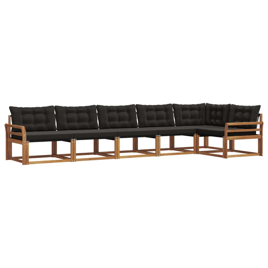 Ensemble de canapés d'extérieur 6 pcs naturel et noir