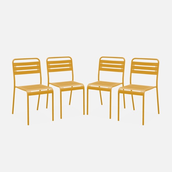 Lot de 4 chaises de jardin acier, amélia, l44 x p52 x h79cm
