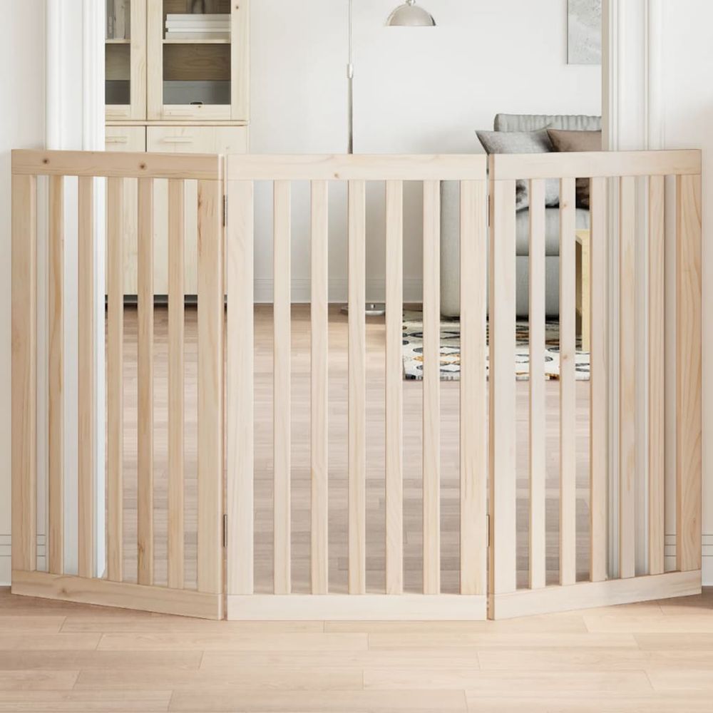 Barrière sécurité chien haute en bois pliable 150cm brun