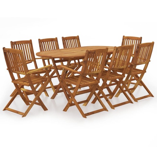 Ensemble à manger d'extérieur pliable 9pcs bois d'acacia solide