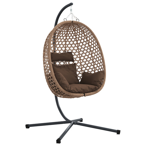 Panier chaise œuf suspendue avec support café poly rotin