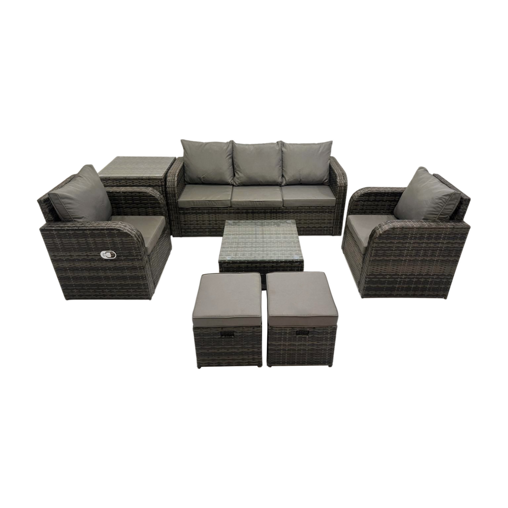 Ensembles de meubles de jardin 7 places canapés de terrasse avec 3 places table d'appoint 2 petits tabourets