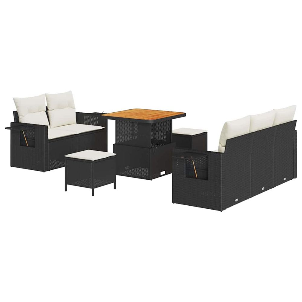 Ensemble de canapé de jardin 10 pc noir et crème polyrotin