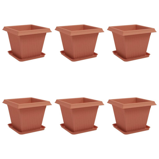 Pots de plantes 6 pcs rouge brique 38 x 38 x 30 cm plastique