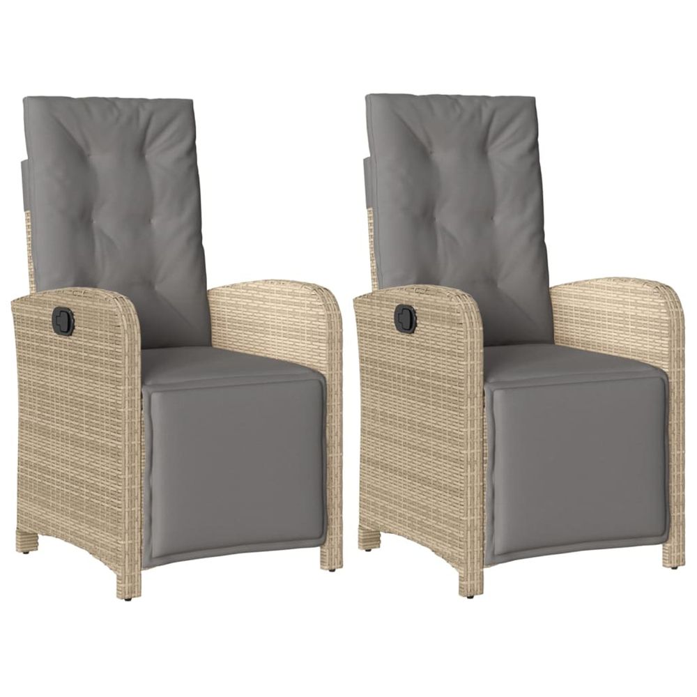 Chaises inclinables de jardin lot de 2 avec repose-pied rotin