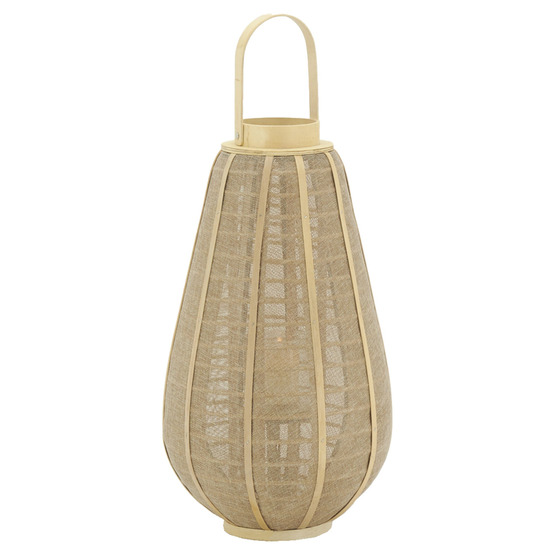 Lanterne bois et jute naturel h 55