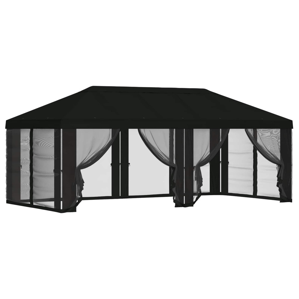 Housse de tonnelle avec murs latéraux 6 x 3 m noir polyester