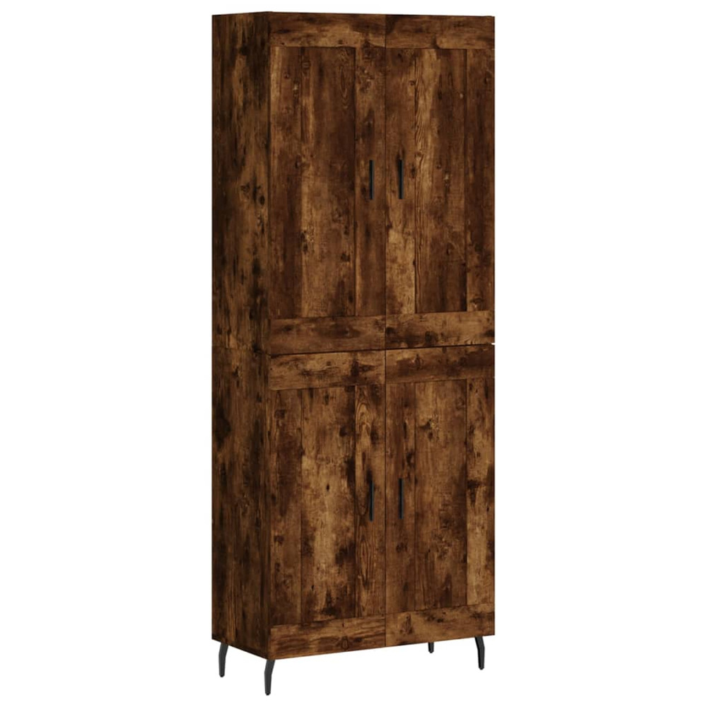 Buffet haut chêne fumé 69,5x34x180 cm bois d'ingénierie