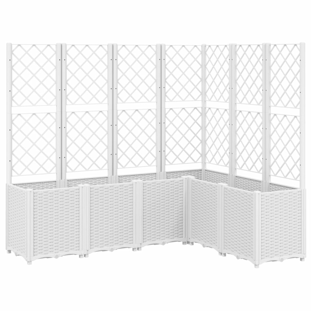 Jardinière bac lit surélevé plantes fleurs terrasse jardin avec treillis 160 x 120 x 140 cm pp blanc