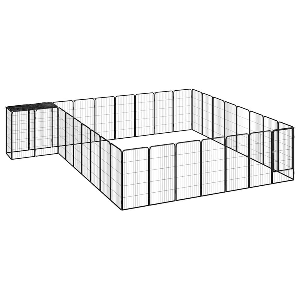 Enclos extérieur chien 34 panneaux parc acier noir 450cm