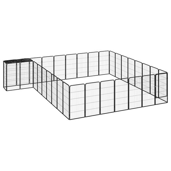 Enclos extérieur chien 34 panneaux parc acier noir 450cm