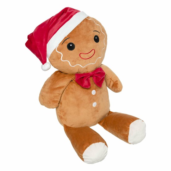 Peluche pain d'épice de noël grande taille - marron