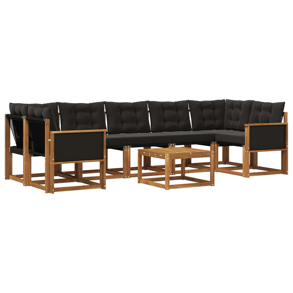 Ensemble de canapés d'extérieur 8 pcs naturel et noir