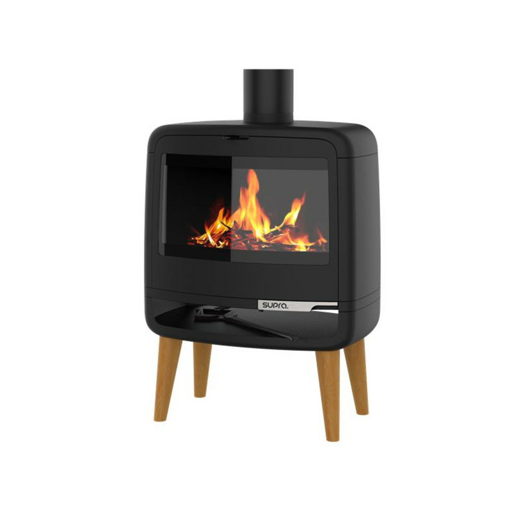 Fr9016130b-poêle à bois-vision horizontale et galbée - fonte - noir - d supra - kris