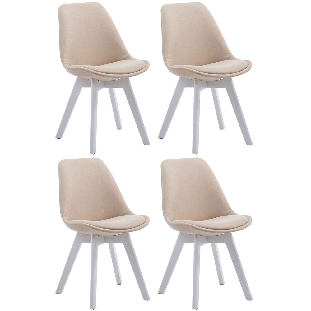 Lot de 4 chaises visiteur borneo v2 tissu blanc