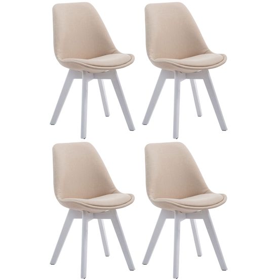Lot de 4 chaises visiteur borneo v2 tissu blanc