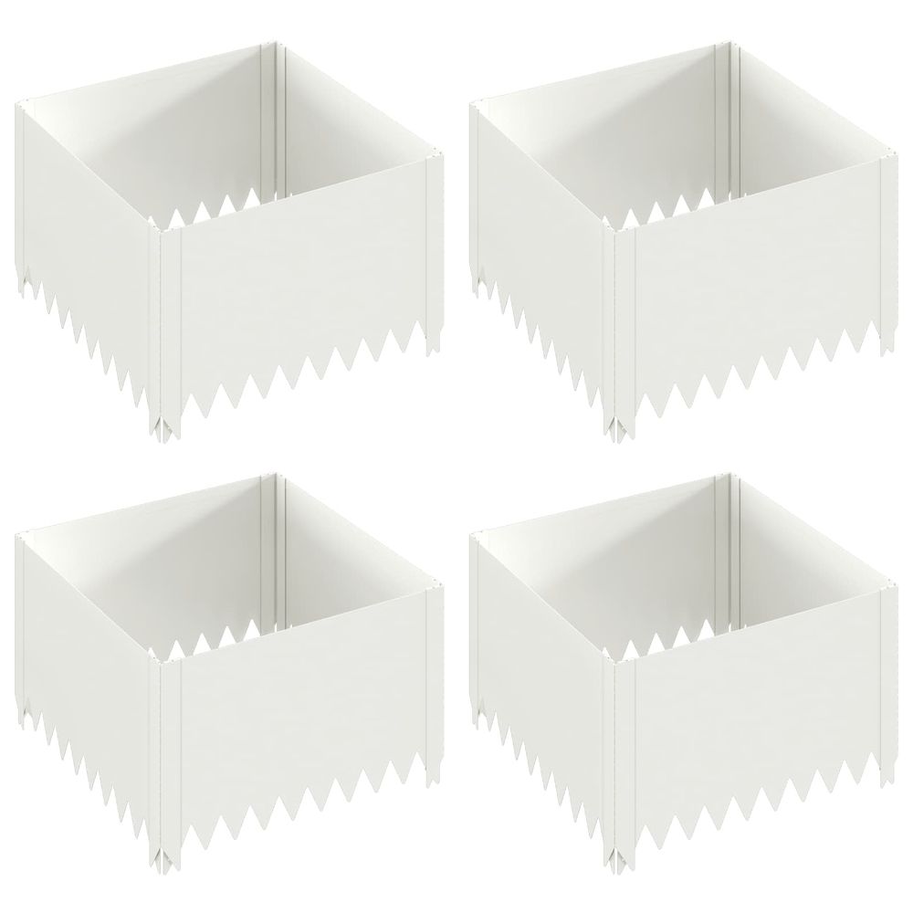 Bordure de pelouse 4 pc 60 x 60 x 35 cm acier blanc