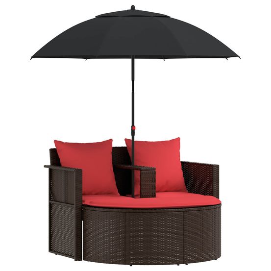 Canapé de jardin marron et rouge 168 x 168 x 180 cm polyrotin