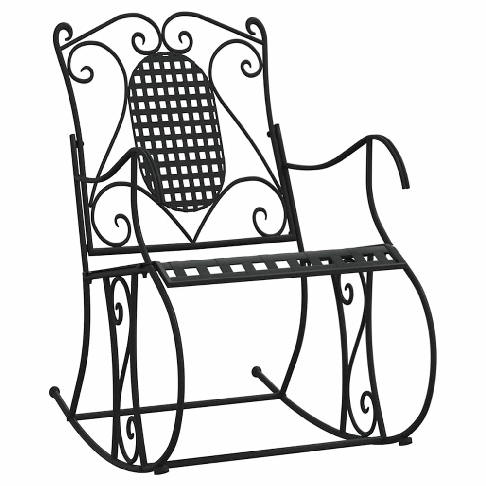Banc de jardin meuble de patio d'extérieur terrasse à bascule 84 cm noir acier