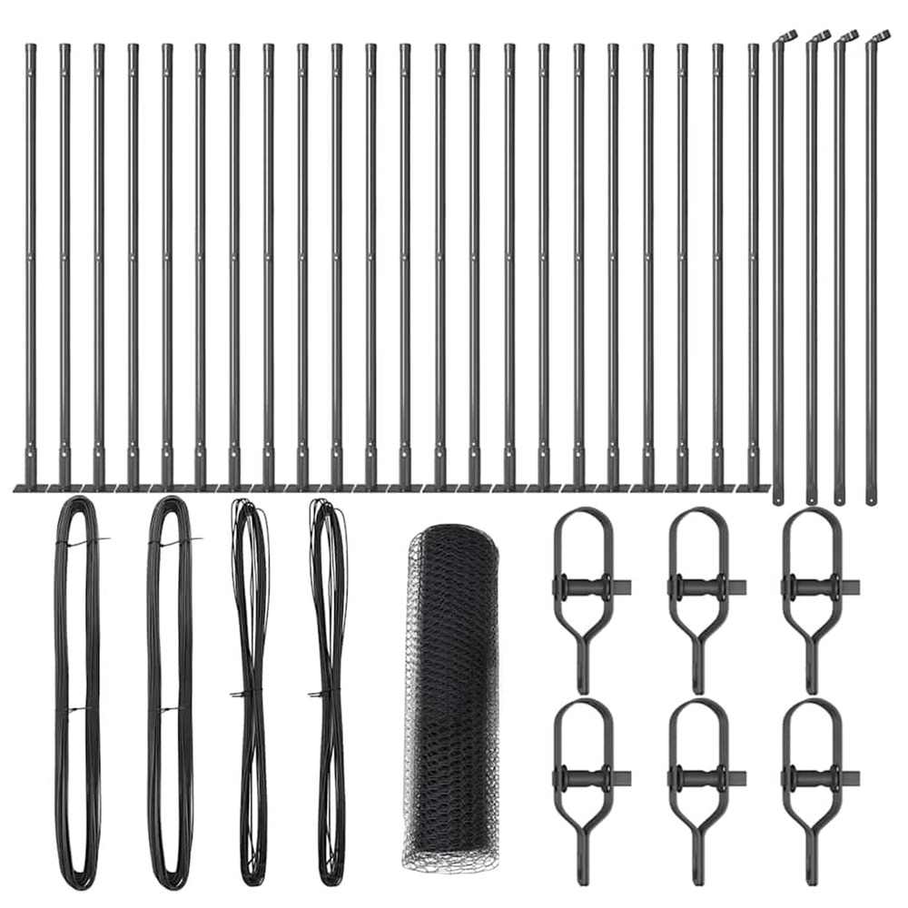 Poteau de clôture. Gris 50 x 0,8 m (mesh de 25 mm) acier et pvc