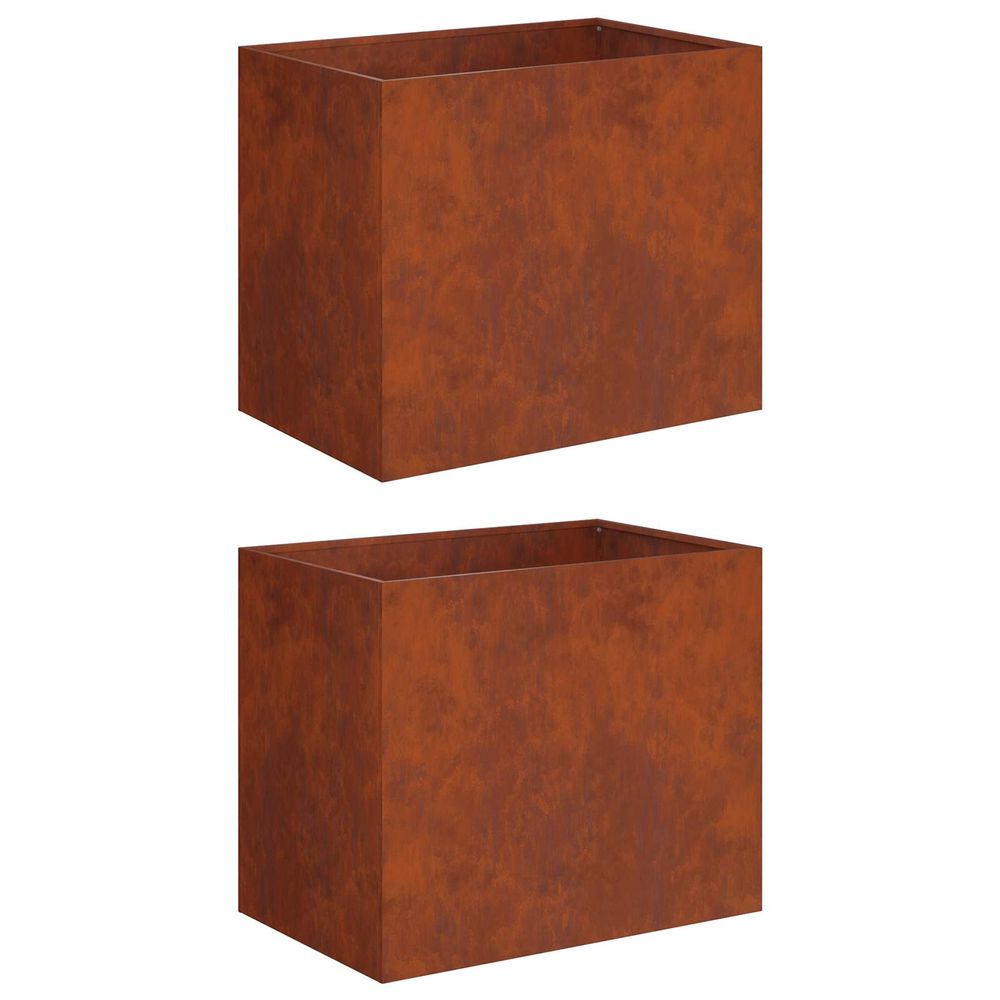 Cache-pot de jardin 2 pc rouillé 50 x 40 x 50 cm acier patiné