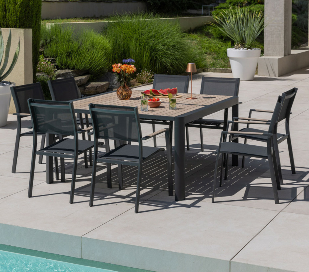 Ensemble table et chaises de jardin - 8 places - coleron