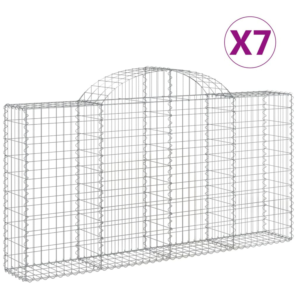 Paniers à gabions arqués 7 pcs 200x30x100/120 cm fer galvanisé