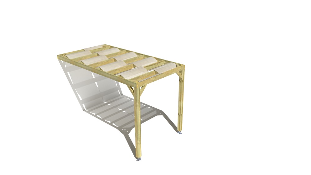 Pergola bois • 2m x 4m • adossée • sens largeur • voilage semi-transparent inclus • livraison comprise