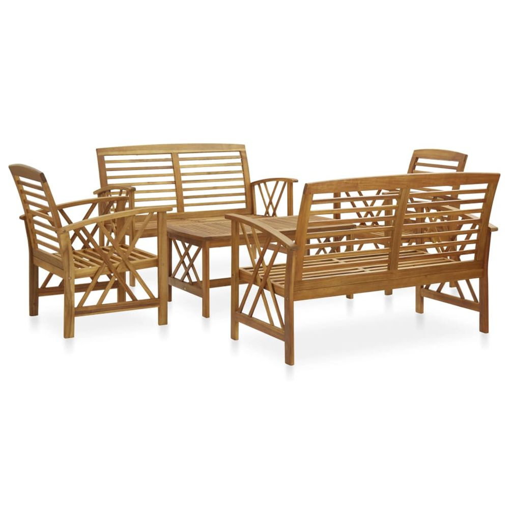 Salon de jardin 5 pcs bois d'acacia solide