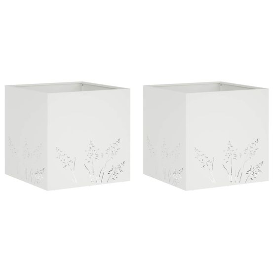Cache-pot de jardin 2 pc blanc 50 x 50 x 49 cm