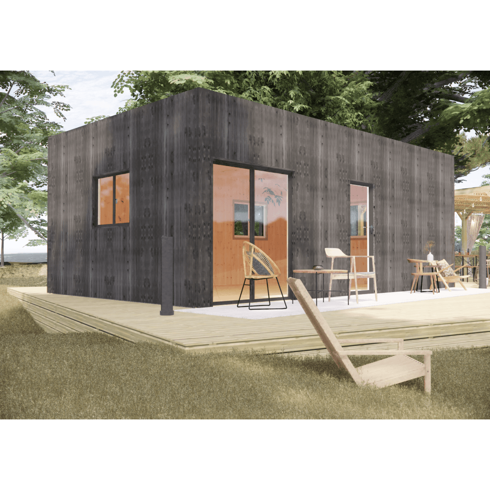 Studio de jardin re2020 en bois 7,7 x 4,6 x 3,2 m / isolation re2020 avec plancher isolé