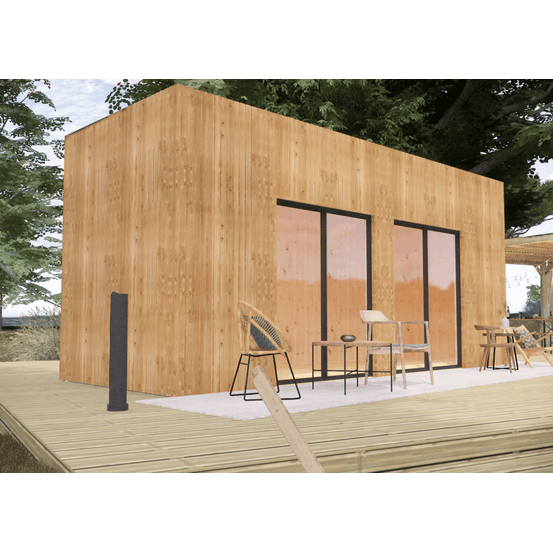 Bureau de jardin 4 saisons en bois 6,6 x 2,4 x 3,2 m / isolation re2020 / menuiseries alu k-line