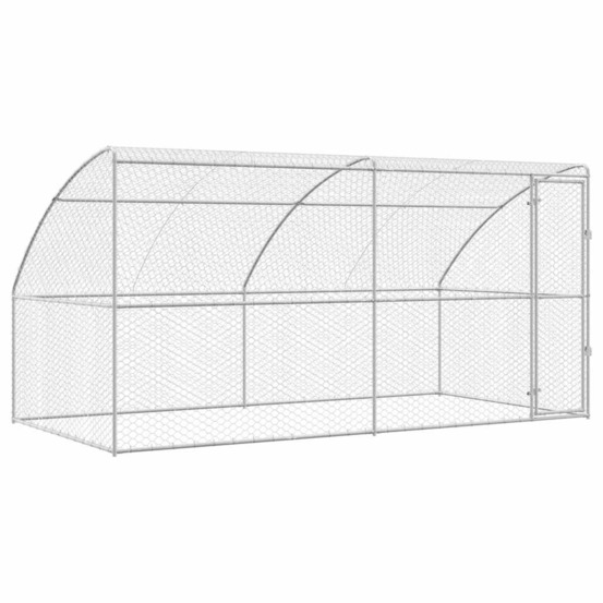Kennel pour chiens 2 pcs argenté 4 x 2 x 2 m acier galvanisé