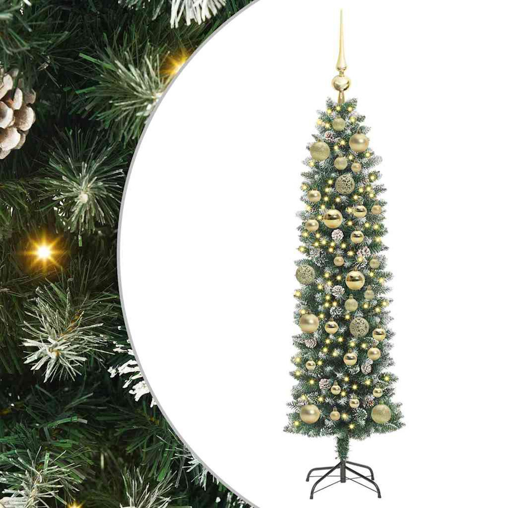 Arbre de noël artificiel slim avec 150 led vert et blanc 120 cm