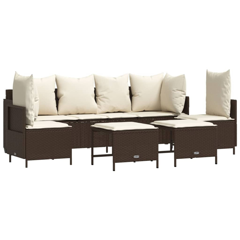 Salon de jardin avec coussins 5 pcs marron résine tressée