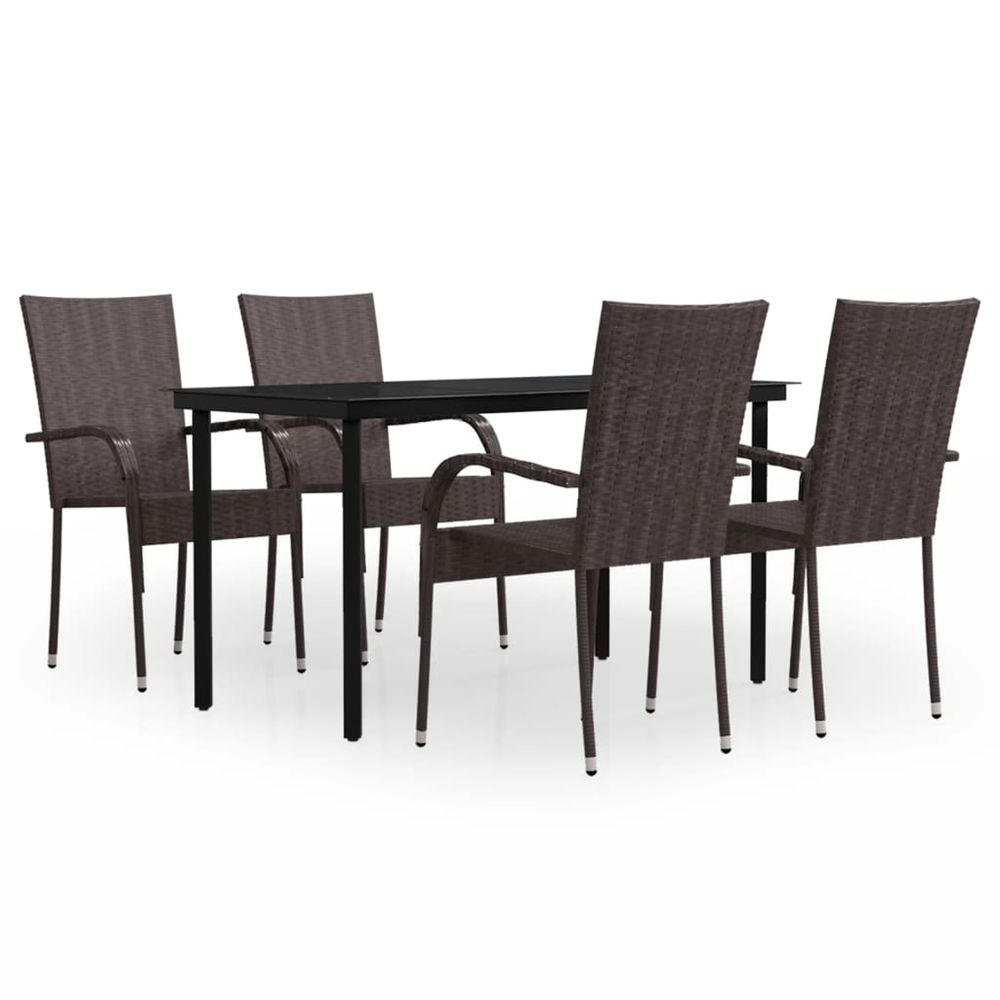 Ensemble à manger de jardin 5 pcs marron et noir