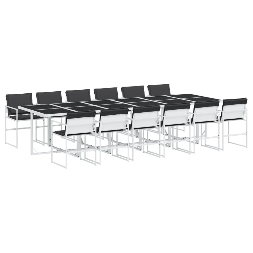 Ensemble à manger de jardin avec coussins 13pcs blanc textilène