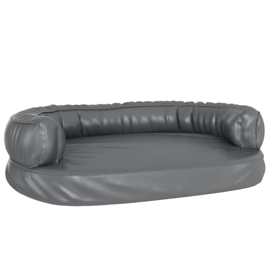 Lit pour chien ergonomique mousse gris 75x53 cm similicuir