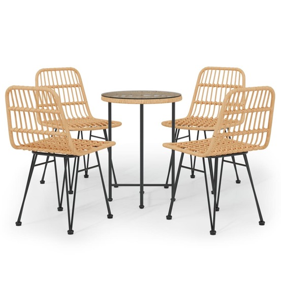Ensemble à manger de jardin 5pcs résine tressée