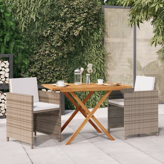Ensemble à manger de jardin 3 pcs avec coussins beige